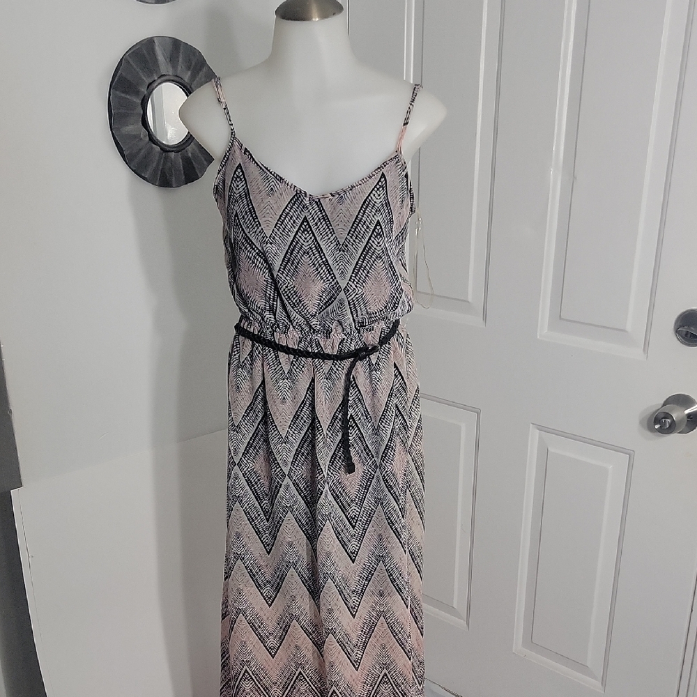 Maurices White and Silver Spaghetti Strap Maxi Sundress